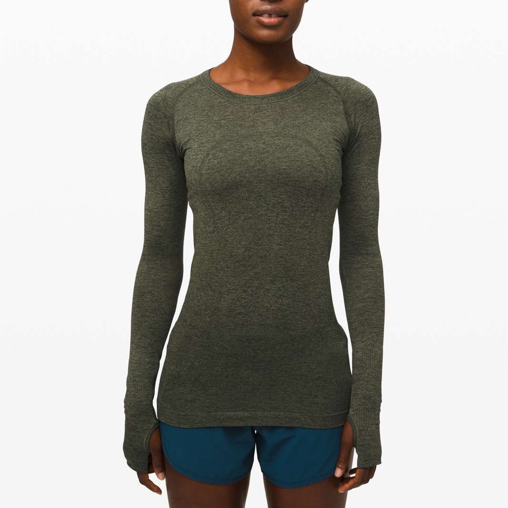 Lululemon Swiftly Tech Long Sleeve Crew Olive / Black